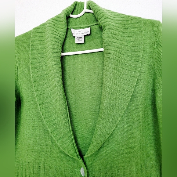 Presious Fibers Women 100%Cashmere Long Cardigan Pearl Buttons Green Small - Picture 4 of 11